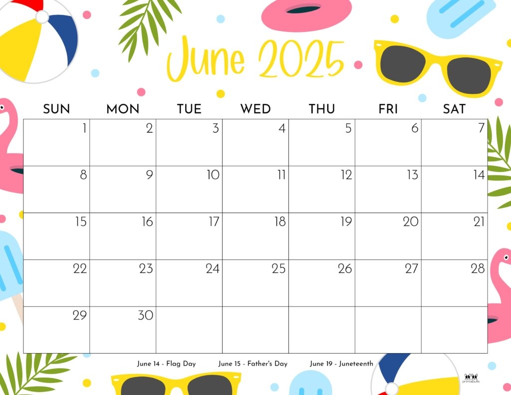 June 2025 Calendars 107 FREE Printables Printabulls