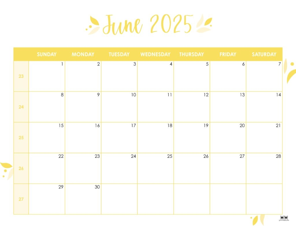 Free Printable 2025 Monthly Calendar June