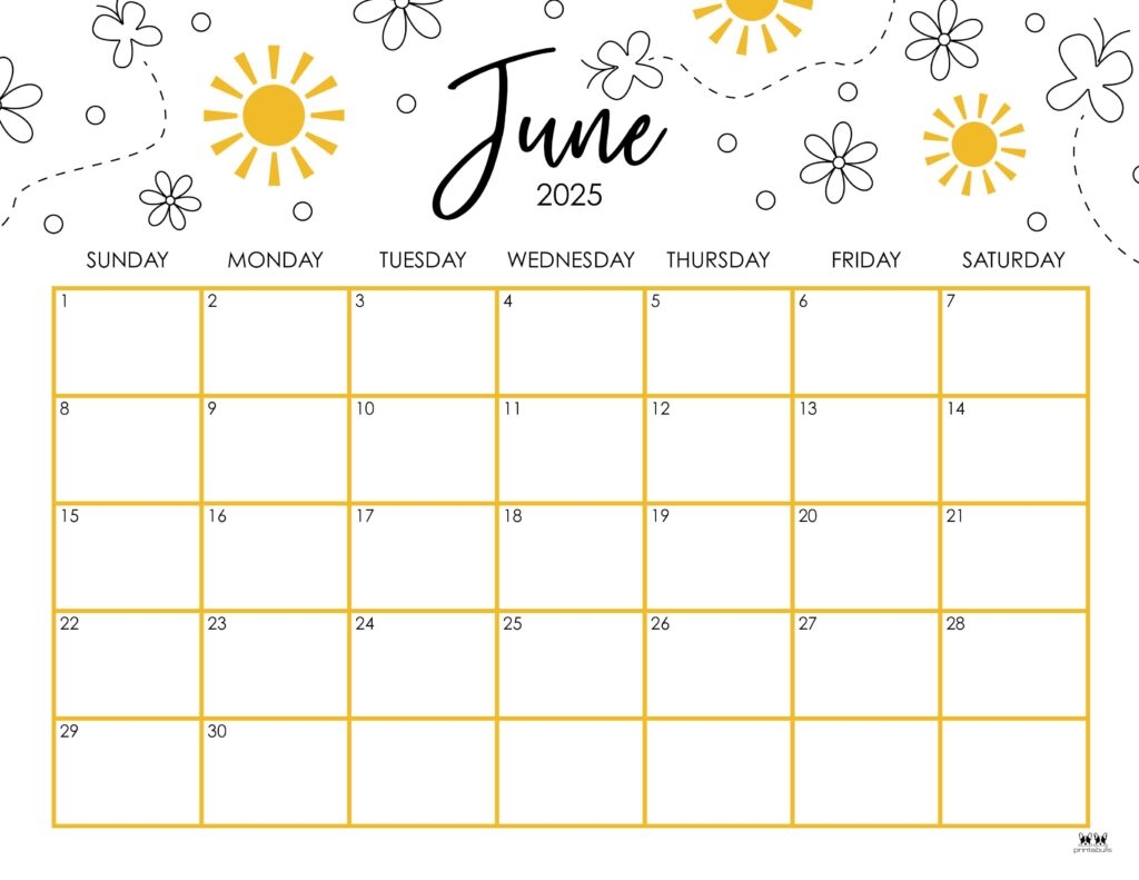 June 2025 Calendars 107 FREE Printables Printabulls