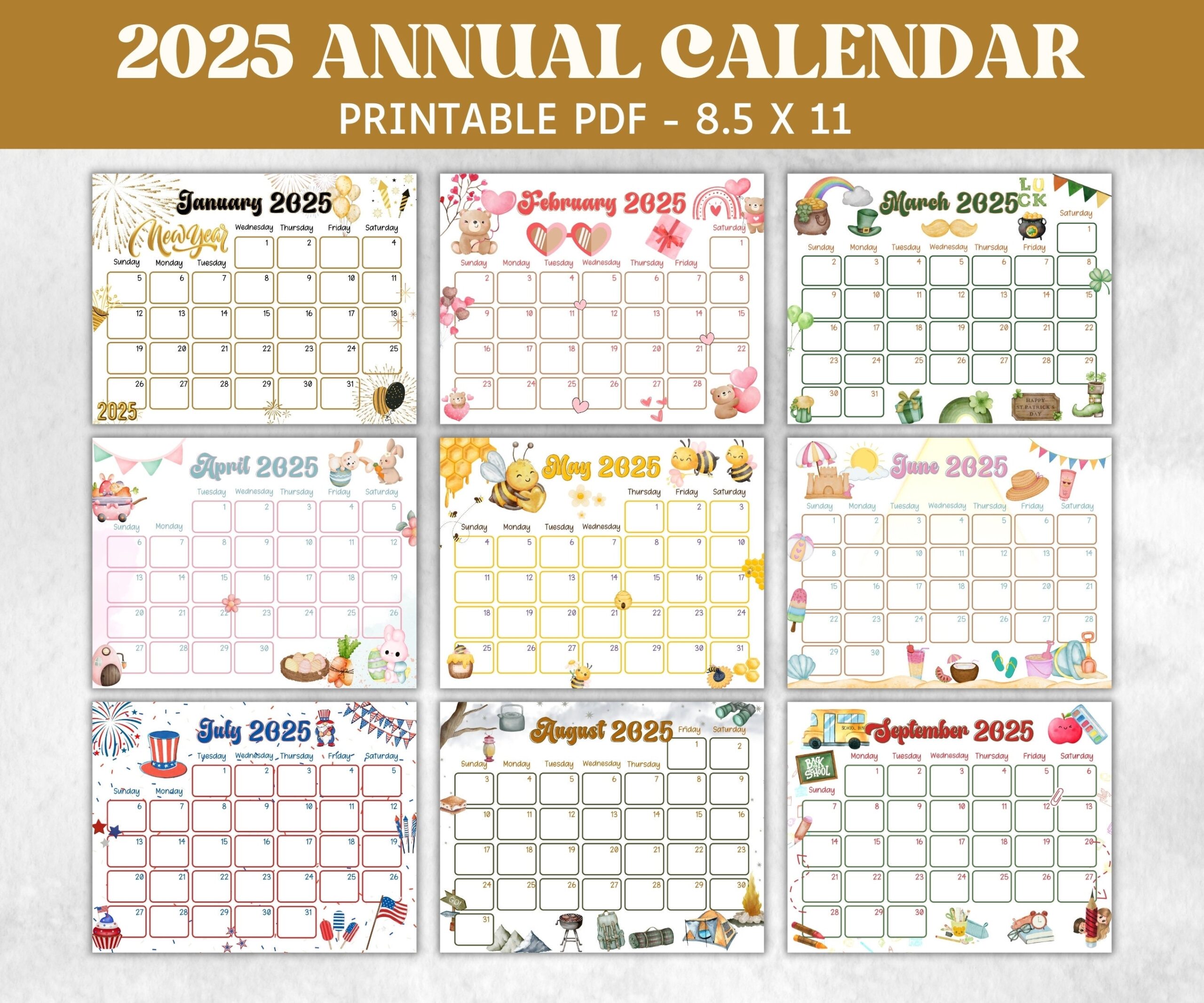 Kids Annual Monthly 2025 Calendar Printable 2025 Calendar Homeschool Preschool Calendar Board Children Monthly Planner Seasonal Calendar Etsy Australia