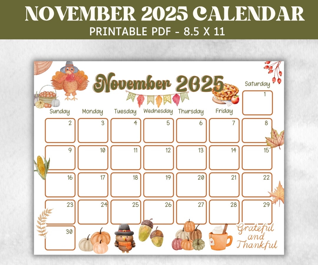 November 2025 Turkey Calendar Printable