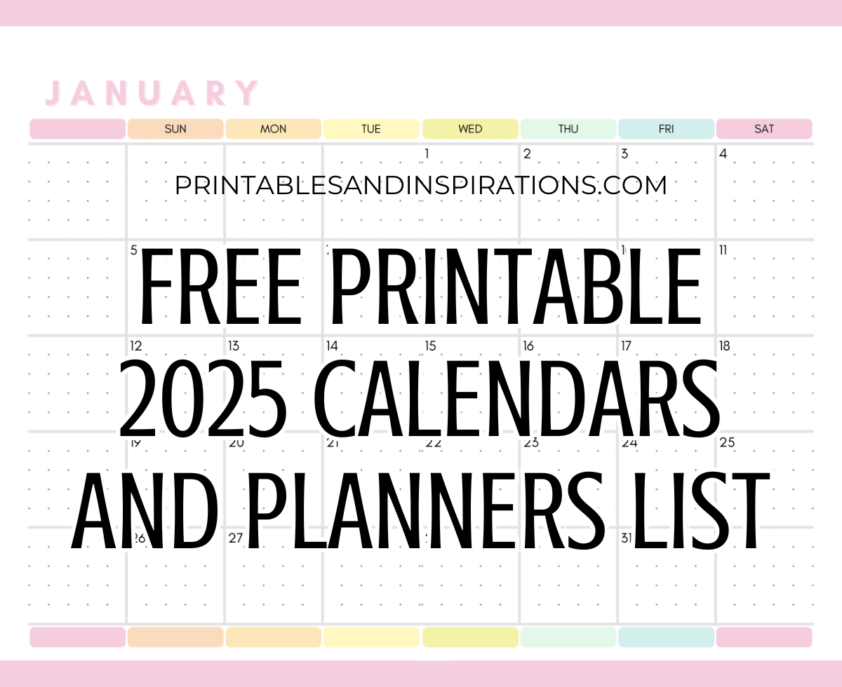 Free Printable 2025 Monthly Calendar Templates