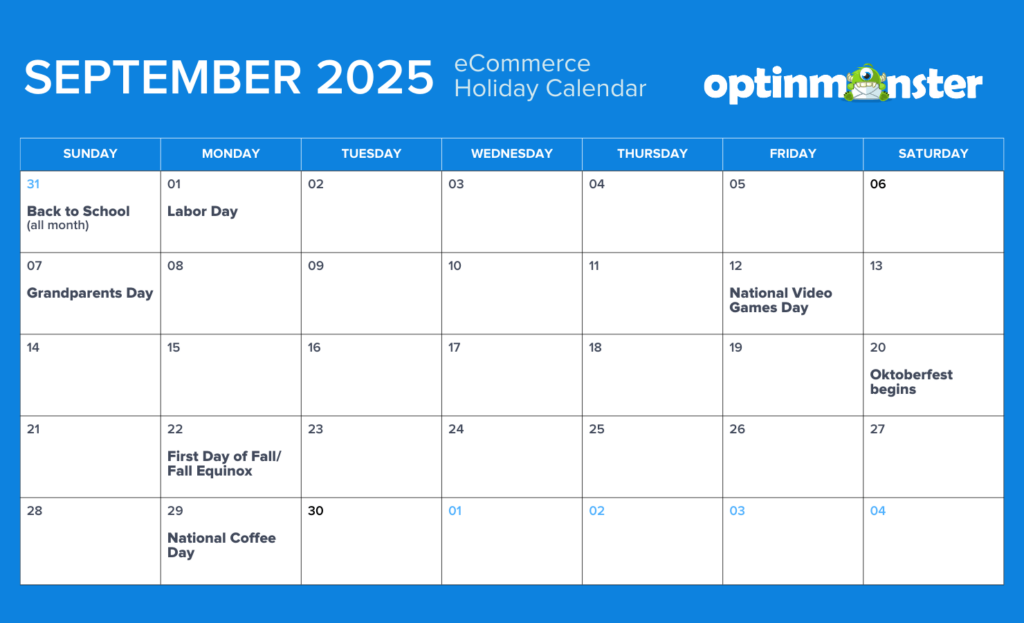 Marketing Calendar 2025 eCommerce Holiday Sales Calendar