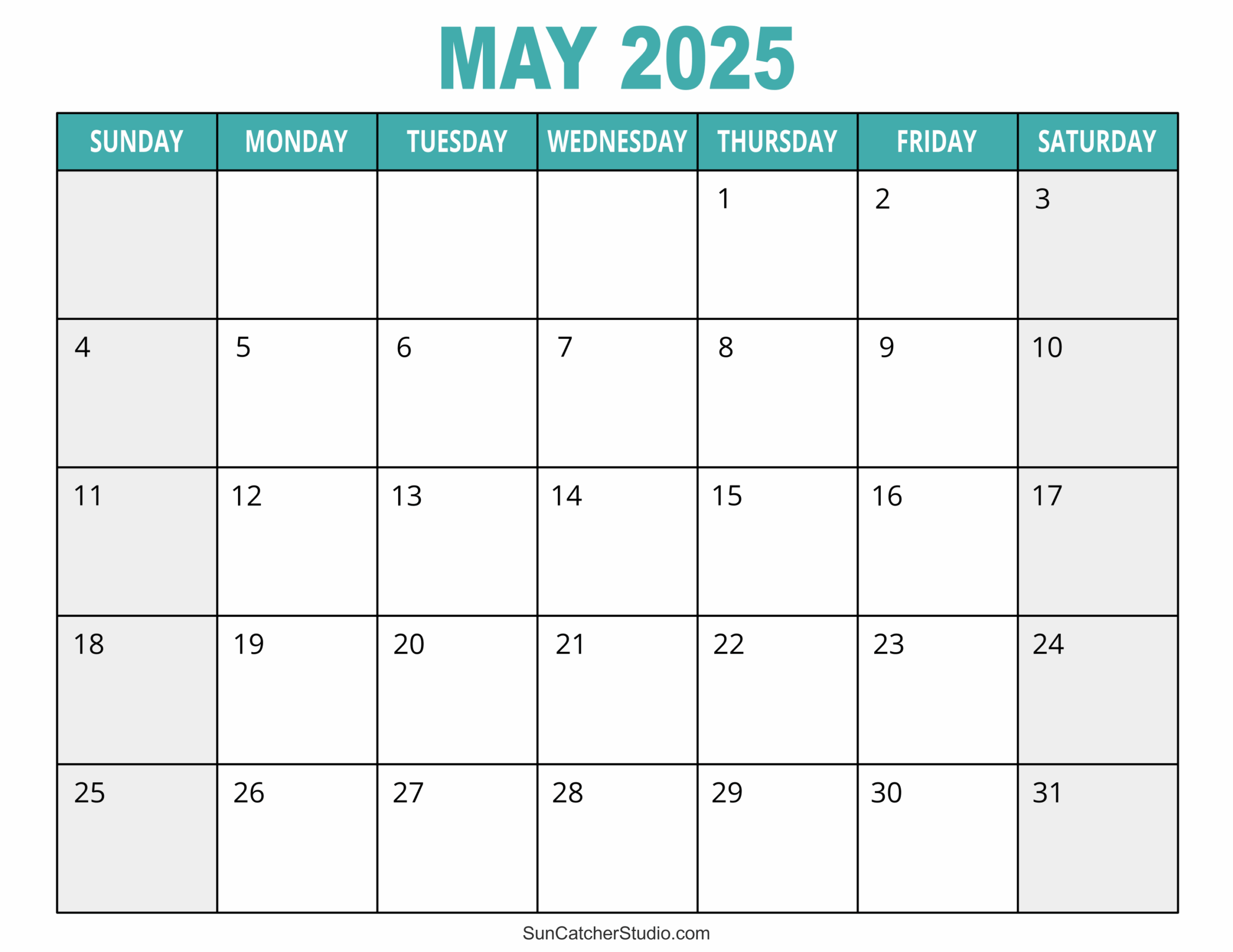Free Printable Blank Calendar 2025 Printable