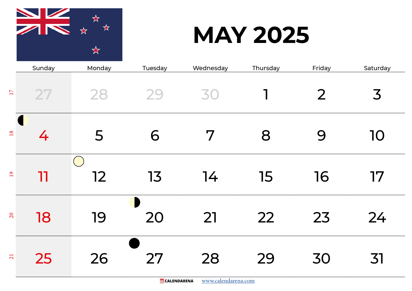 Free Printable 2025 Monthly Calendar With Holidays Nz