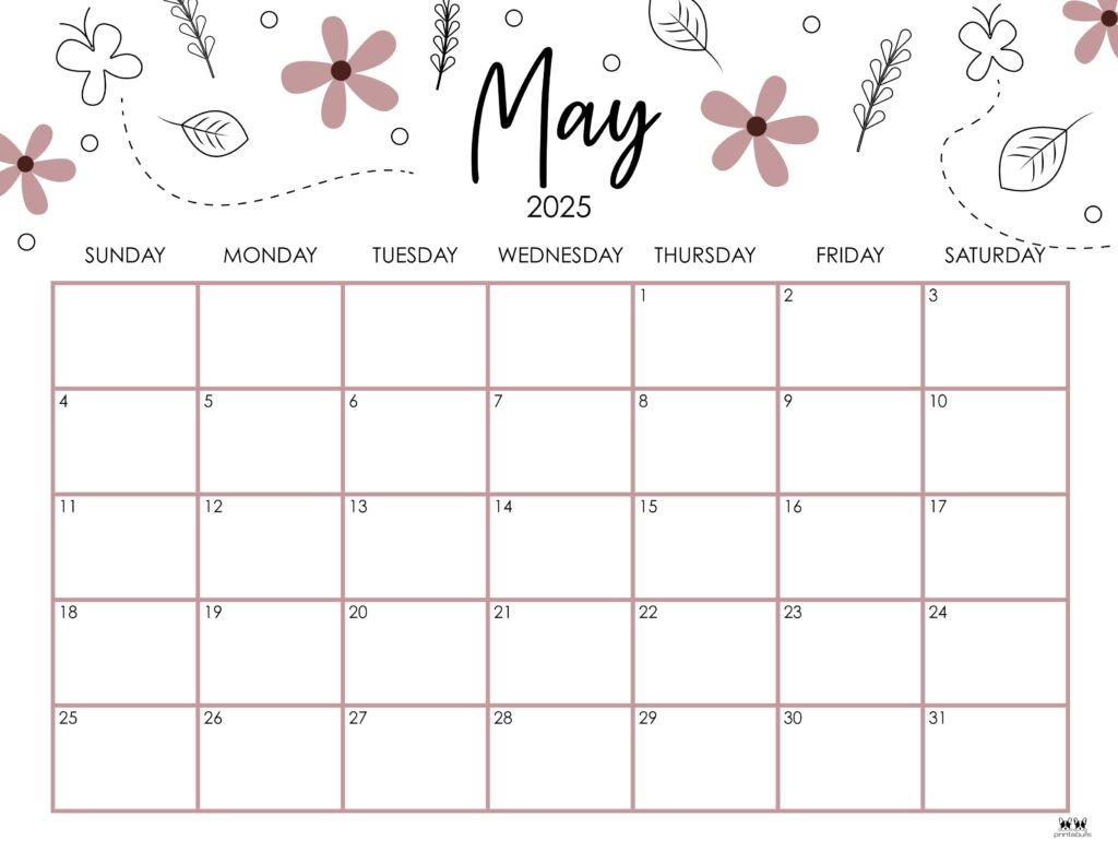 Free Printable Blank May Calendar 2025