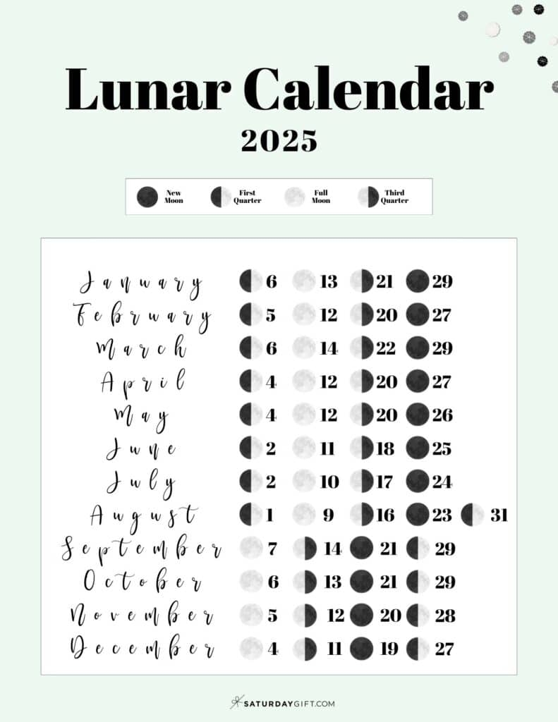 Free Printable 2025 Monthly Calendar With Holidays And Moon Phases