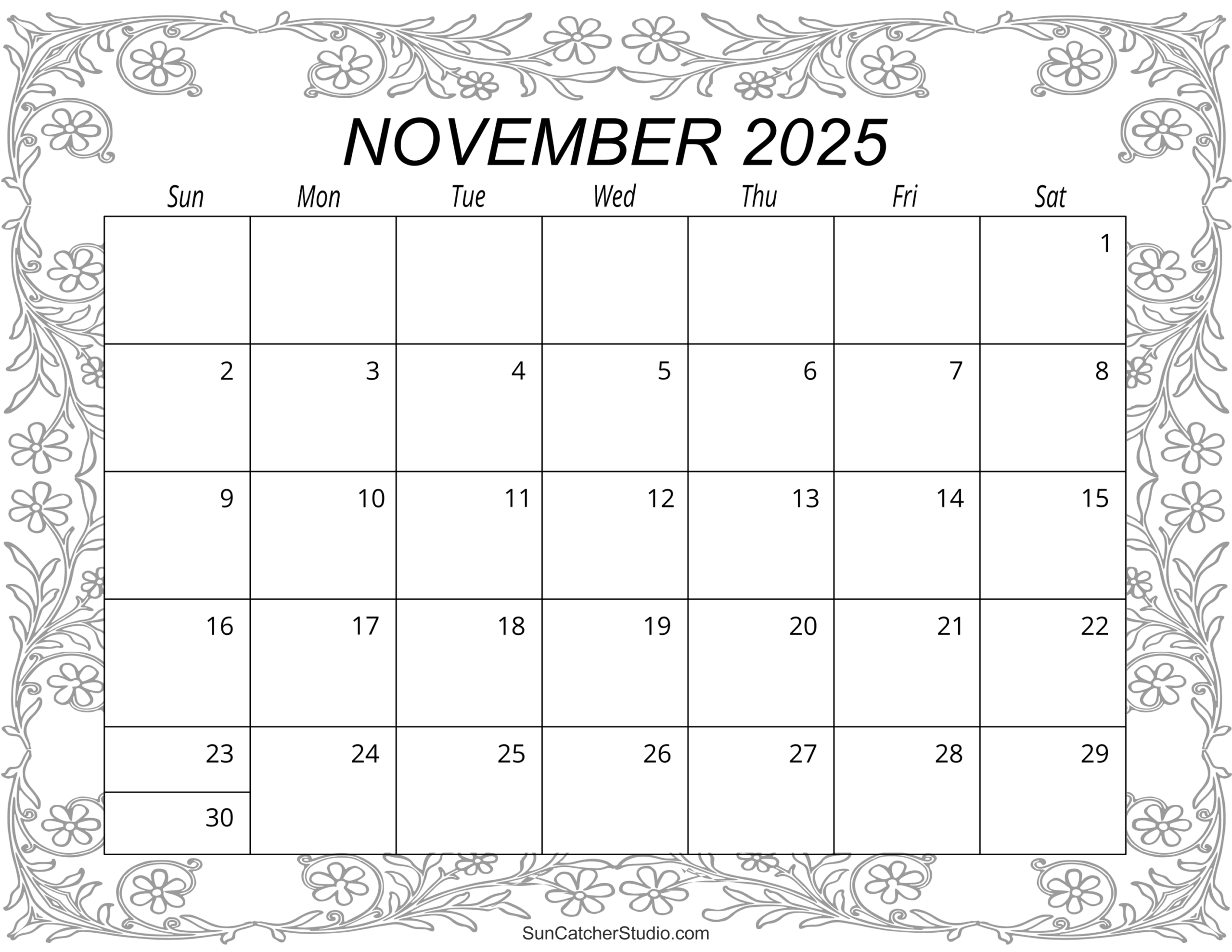 Printable November 2025 Calendar For Kindergarten