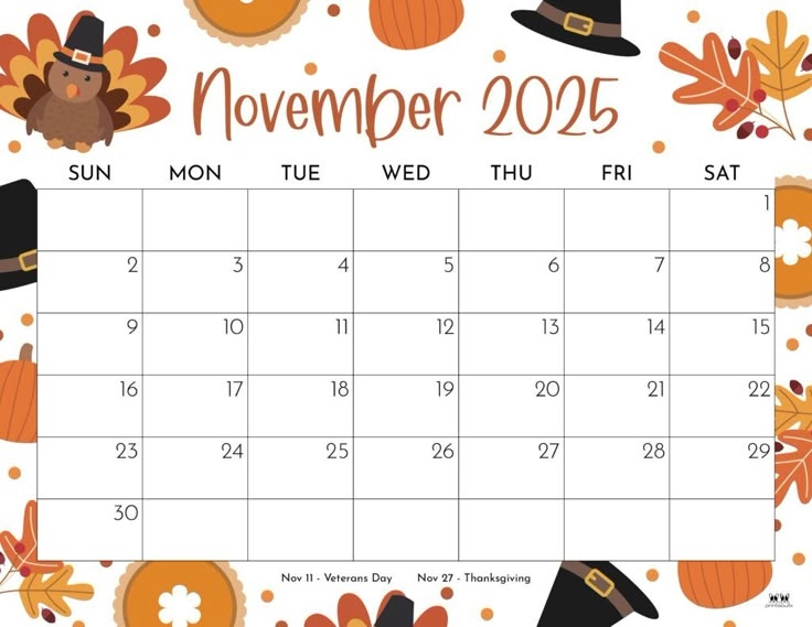 November 2025 Calendars 107 FREE Printables Printabulls