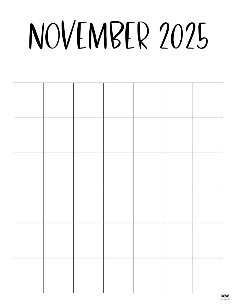 November 2025 Calendars 107 FREE Printables Printabulls