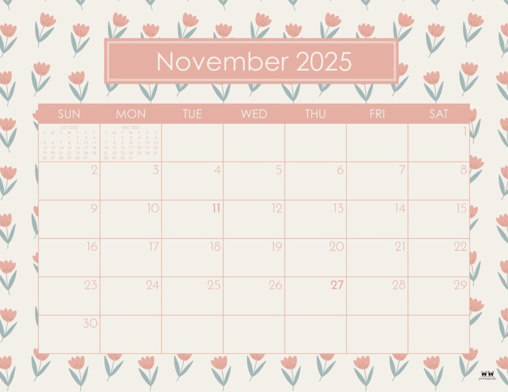 November 2025 Calendars 107 FREE Printables Printabulls