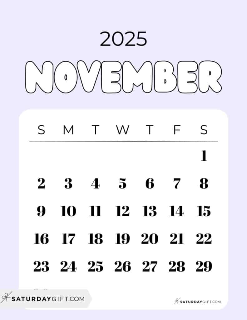 November 2025 Printable Calendar For A Boy