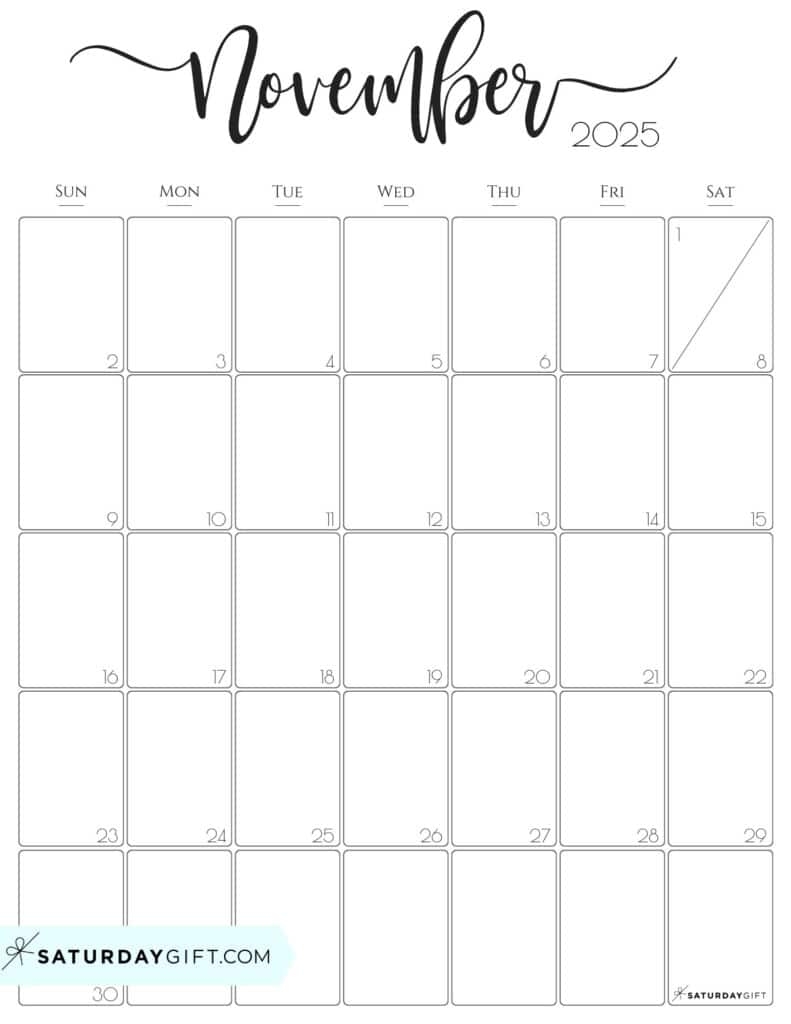 November 2025 Calendar Printable Aesthetic