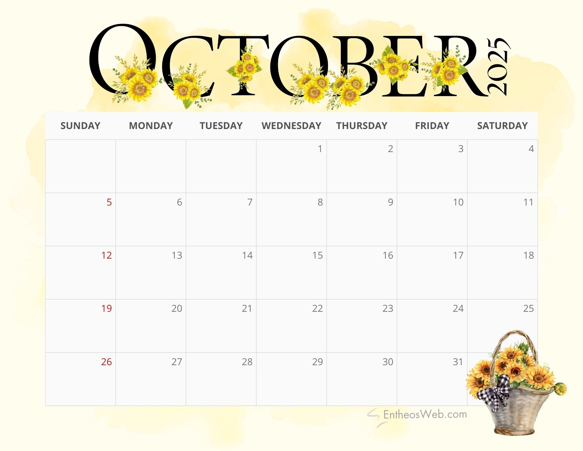 October Calendar Desktop Wallpaper 2025