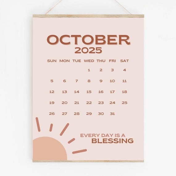 Pink October Calendar 2025