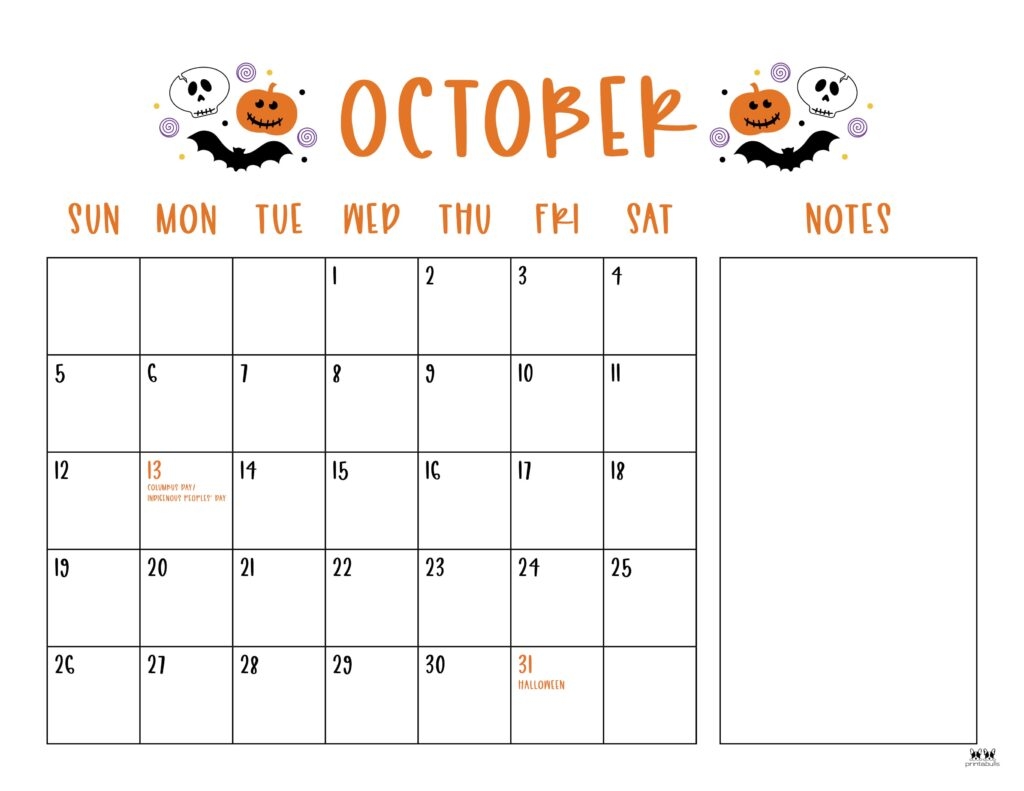 October 2025 Calendars 107 FREE Printables Printabulls