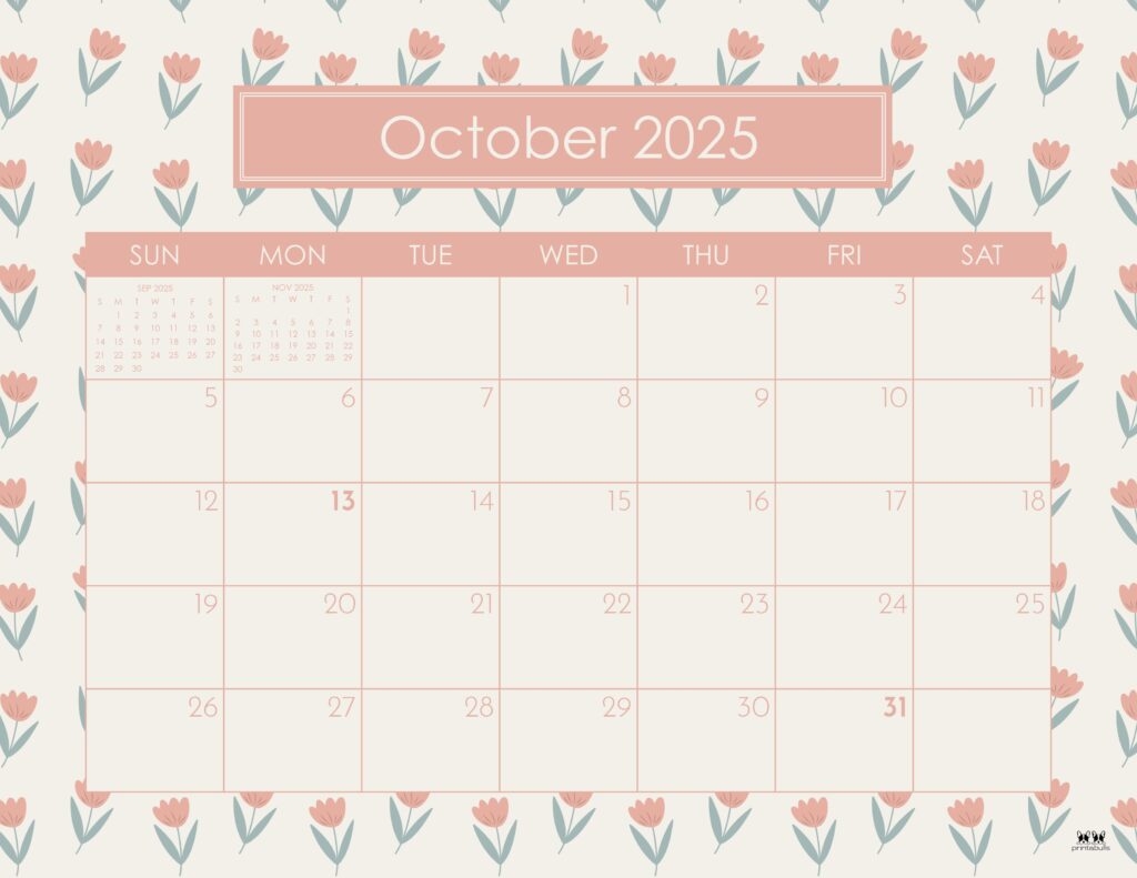 October 2025 Calendars 107 FREE Printables Printabulls