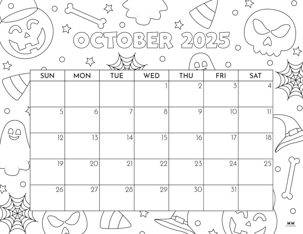 October 2025 Calendars 107 FREE Printables Printabulls
