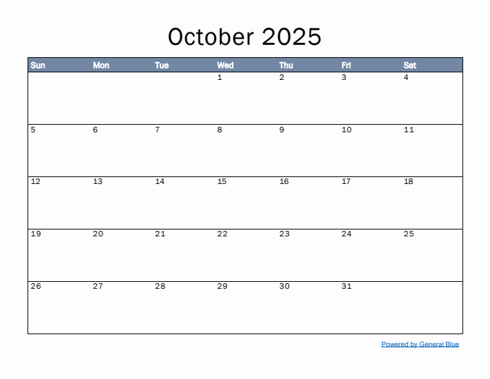 October 2025 Monthly Calendar PDF Word Excel 
