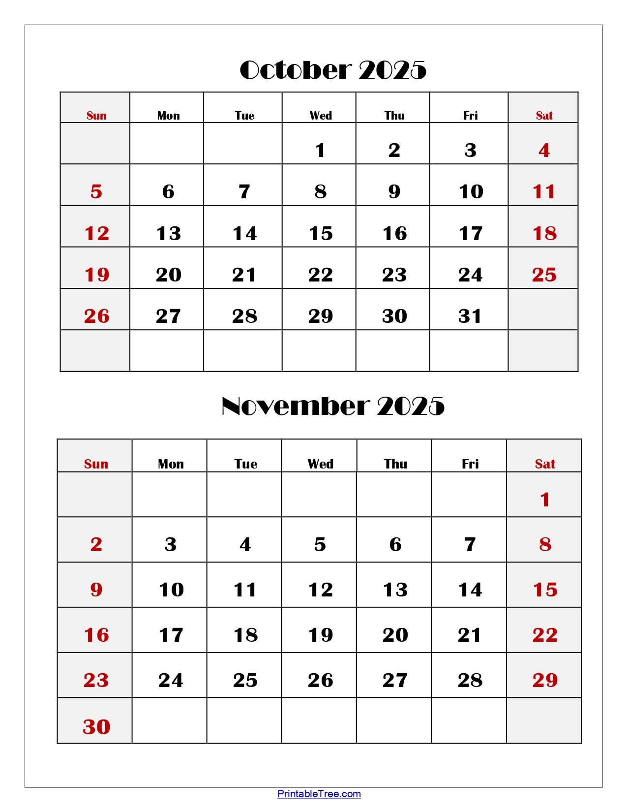 Blank Calendar October November December 2025 Printable