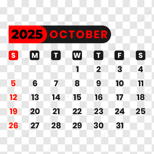 October 2025 Calendar Png