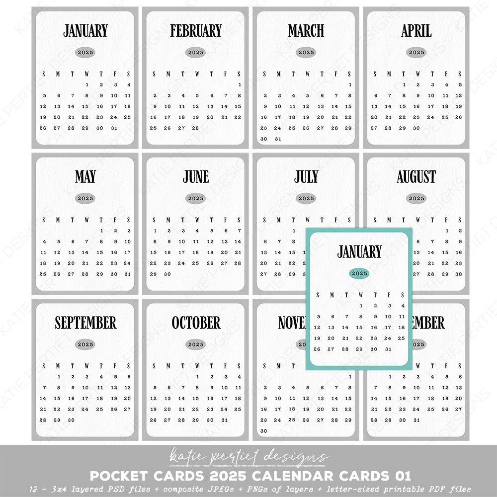Pocket Cards 2025 Calendar 3x4 Cards And Templates 01