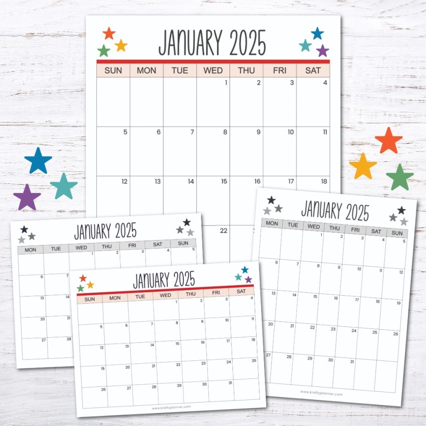 Free Printable 2025 1 Month Calendar