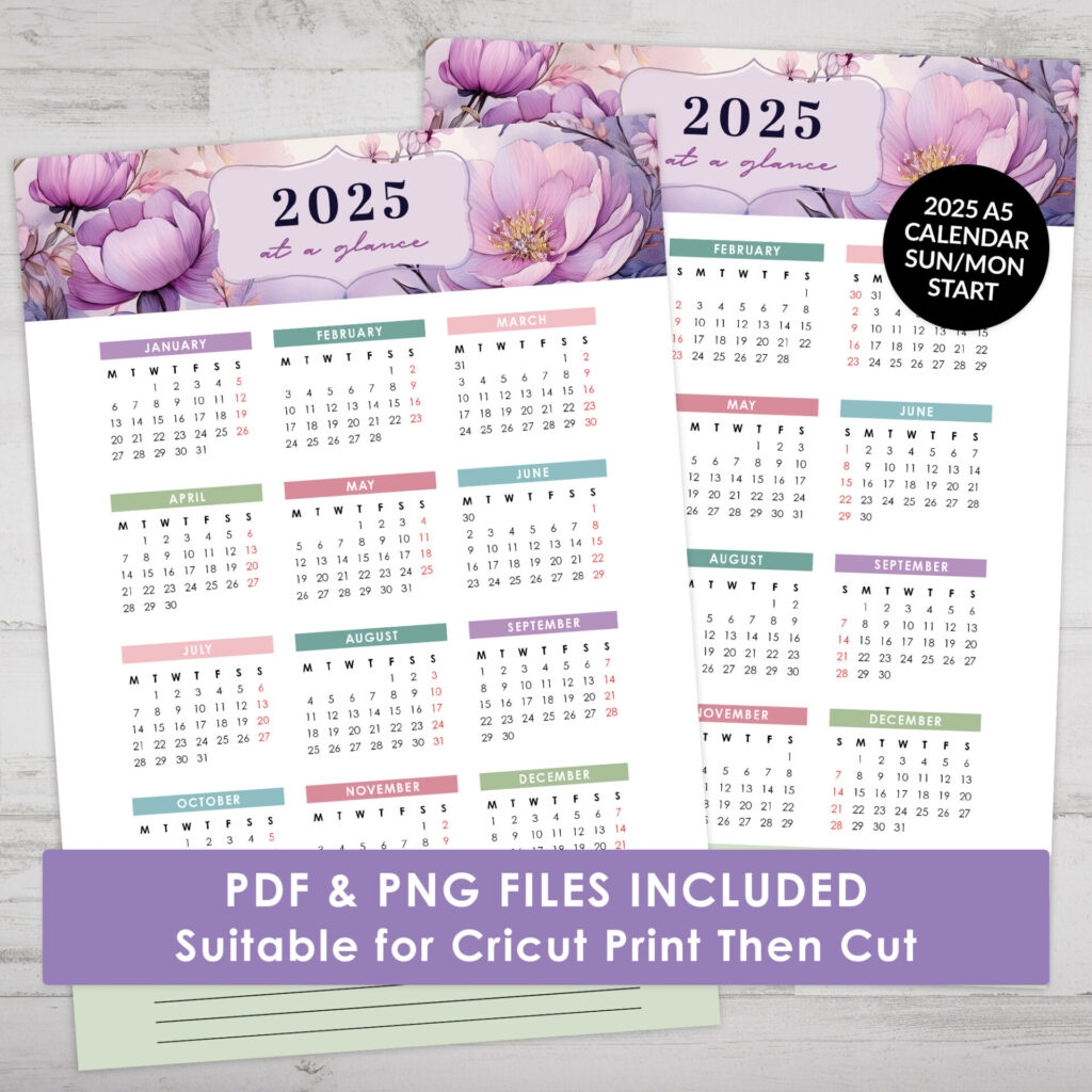 Printable Calendars 2025 Watercolor Floral Space And Quiet