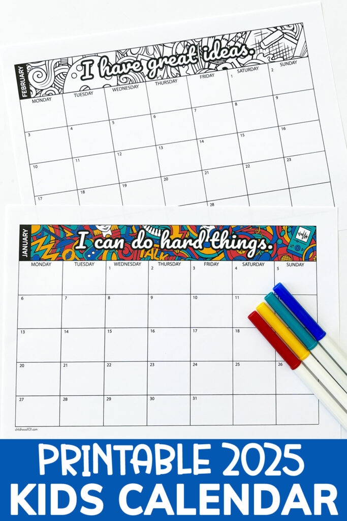 Free Printable Calendar 2025 Kids