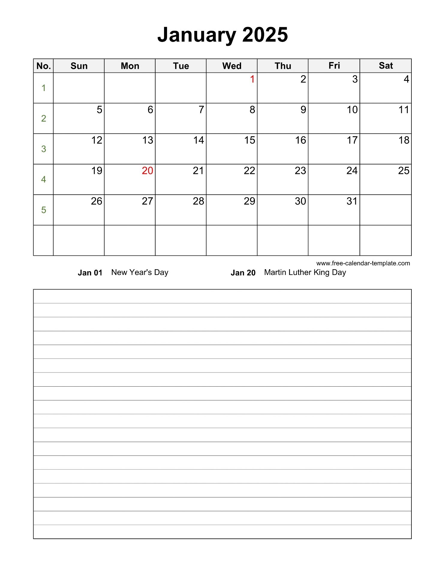 Printable Monthly 2025 Calendar With Space For Appointments 