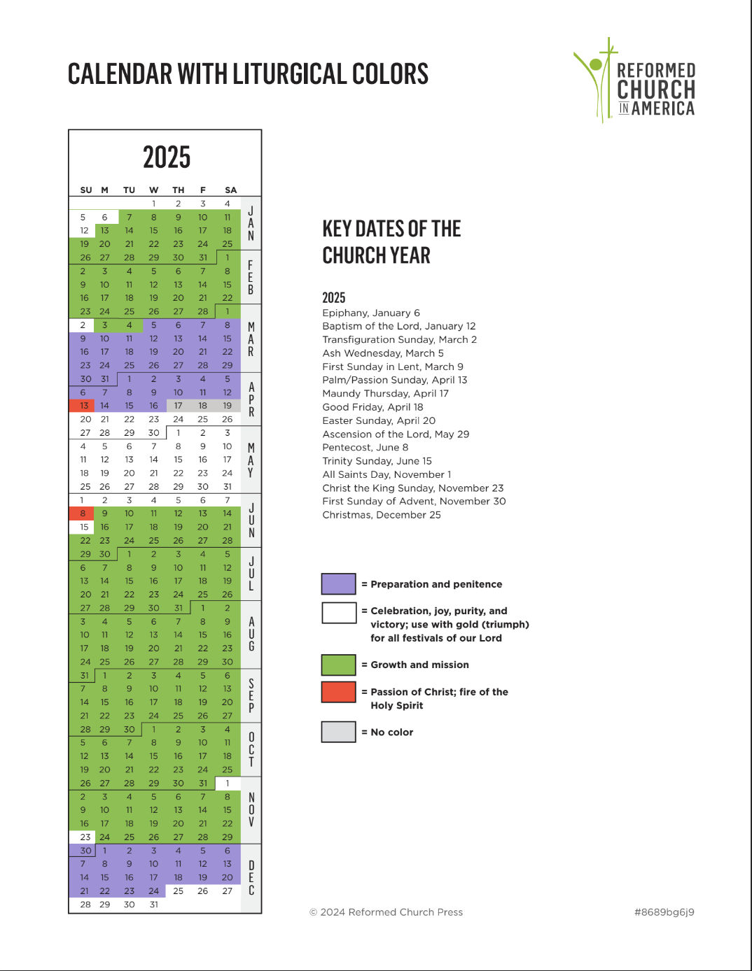 2025 Presbyterian Planning Calendar Printable July December