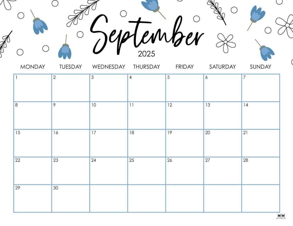 September 2025 Calendars 107 FREE Printables Printabulls