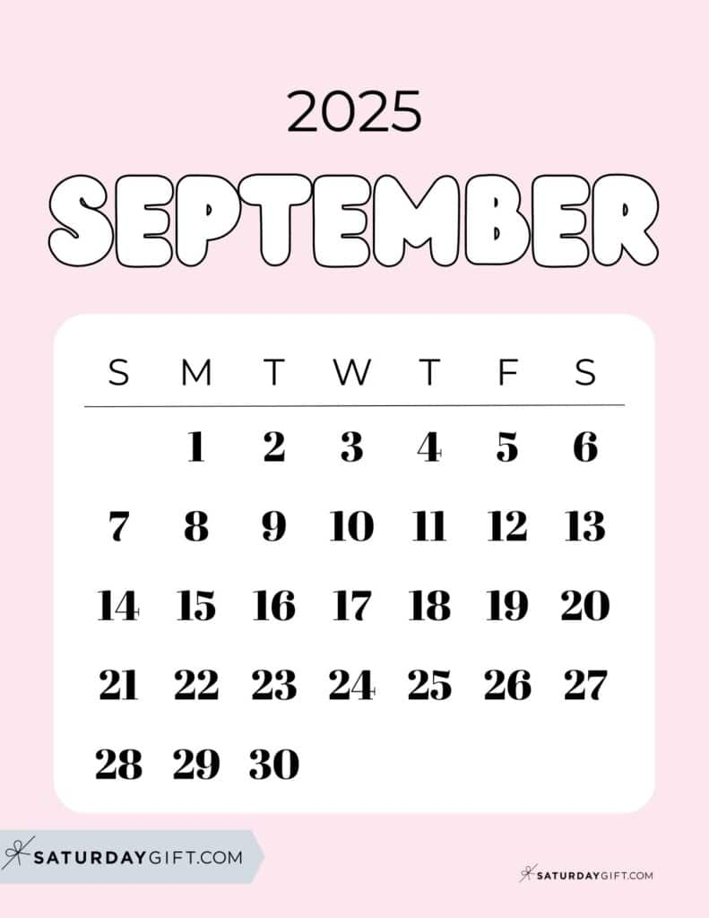 September 2025 Calendars 23 Cute Free Printable PDFs SaturdayGift