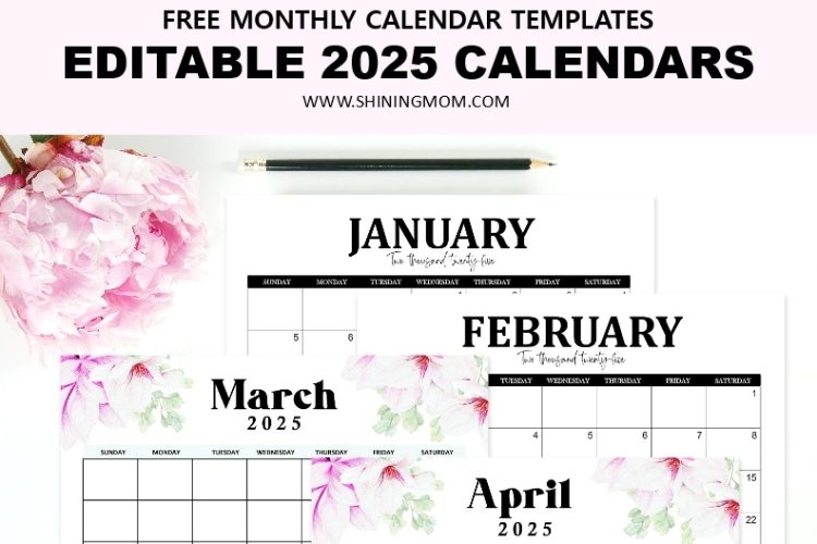 Free Printable Calendar 2025 Shining Mom