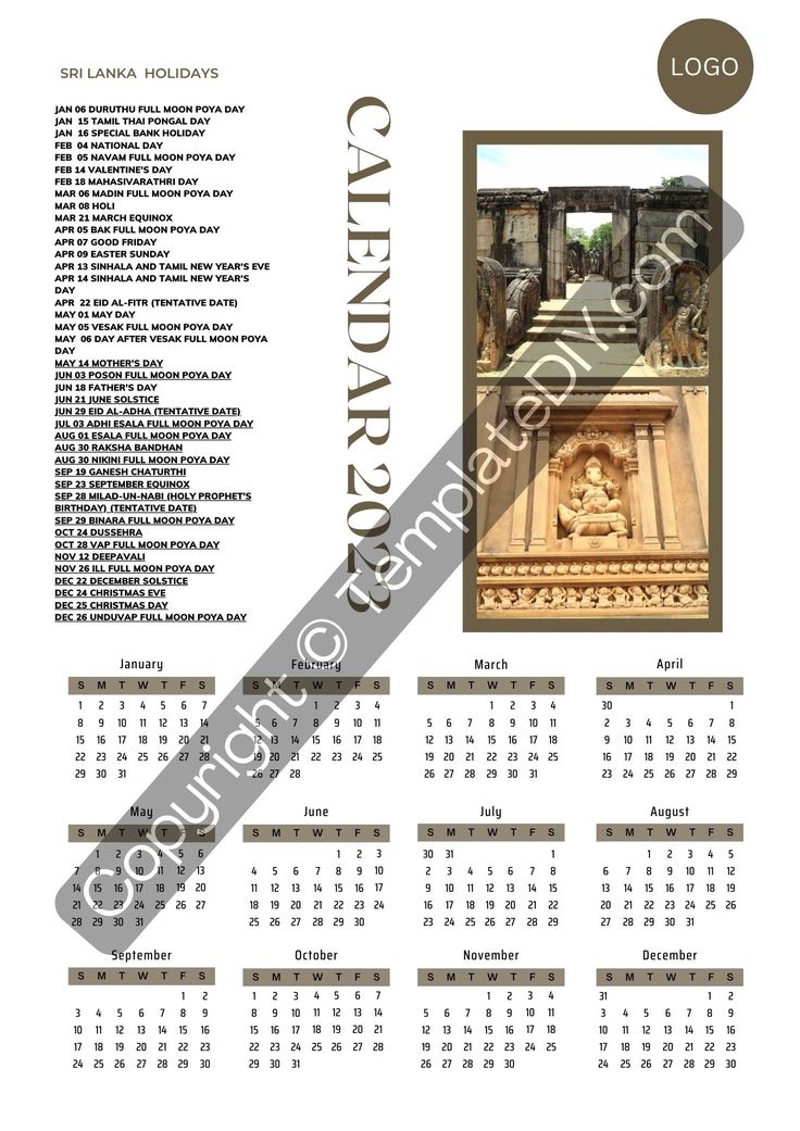 Sri Lanka Calendar 2025 With Holidays In Pdf Word Excel