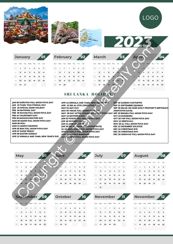Sri Lanka Calendar 2025 With Holidays In Pdf Word Excel