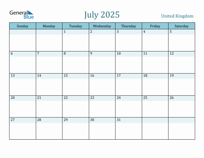 Fill In Calendar July 2025