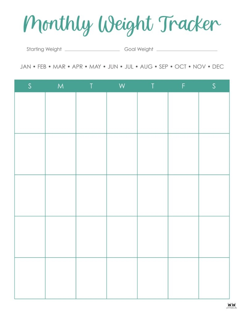Weight Loss Trackers 29 FREE Printables Printabulls