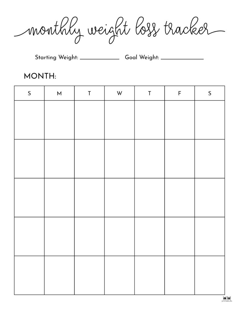 Weight Loss Trackers 29 FREE Printables Printabulls