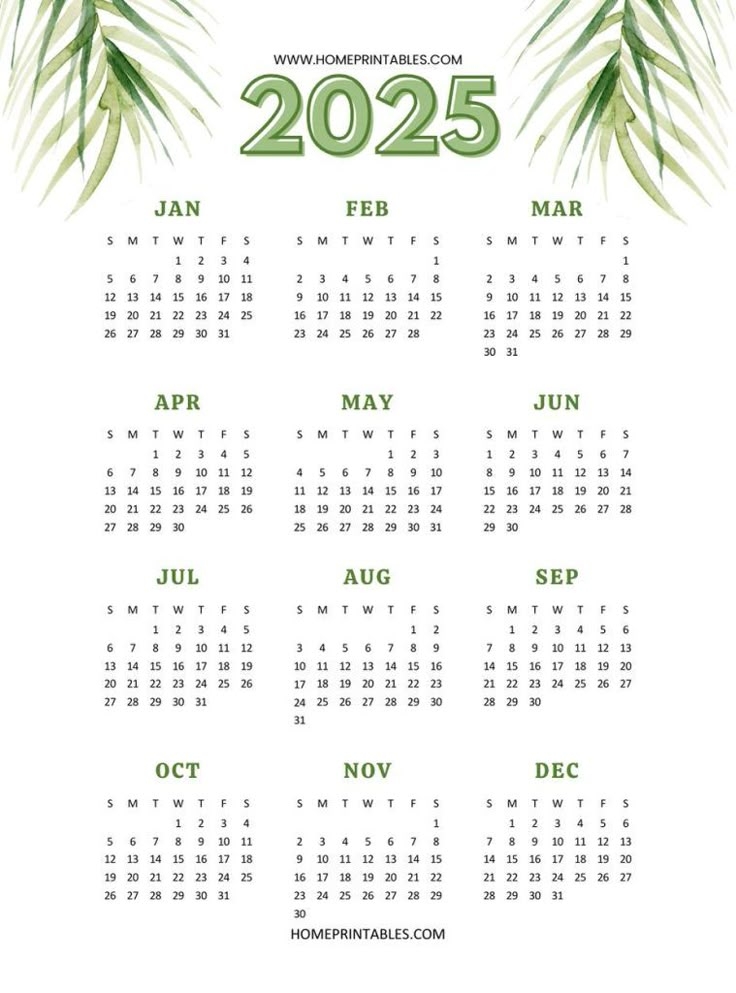 Yearly Calendar 2025 On One Page 40 Best Free Templates 